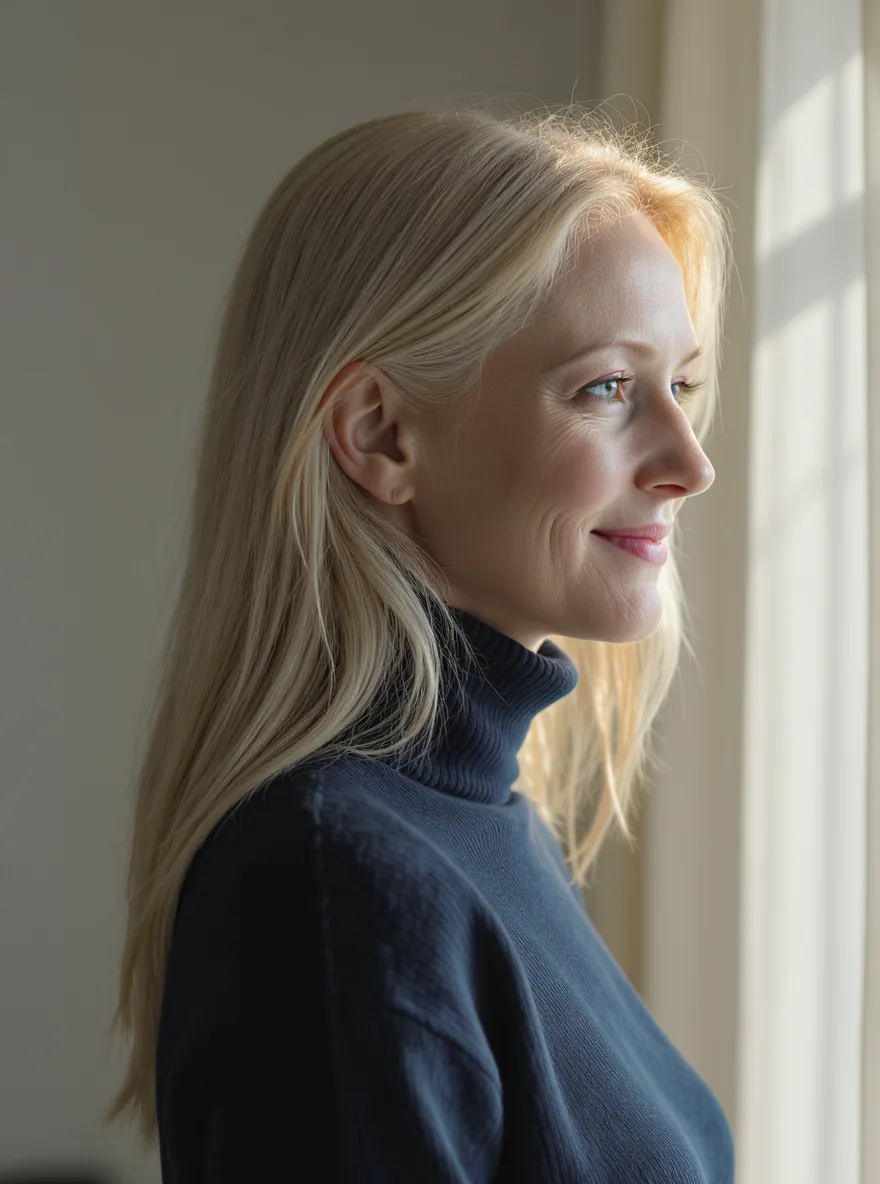 Long Straight Platinum Blonde Layers Without Bangs